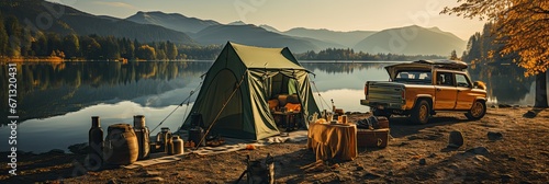 a beautifully arranged campsite, complete with top-notch camping essentials, generative AI