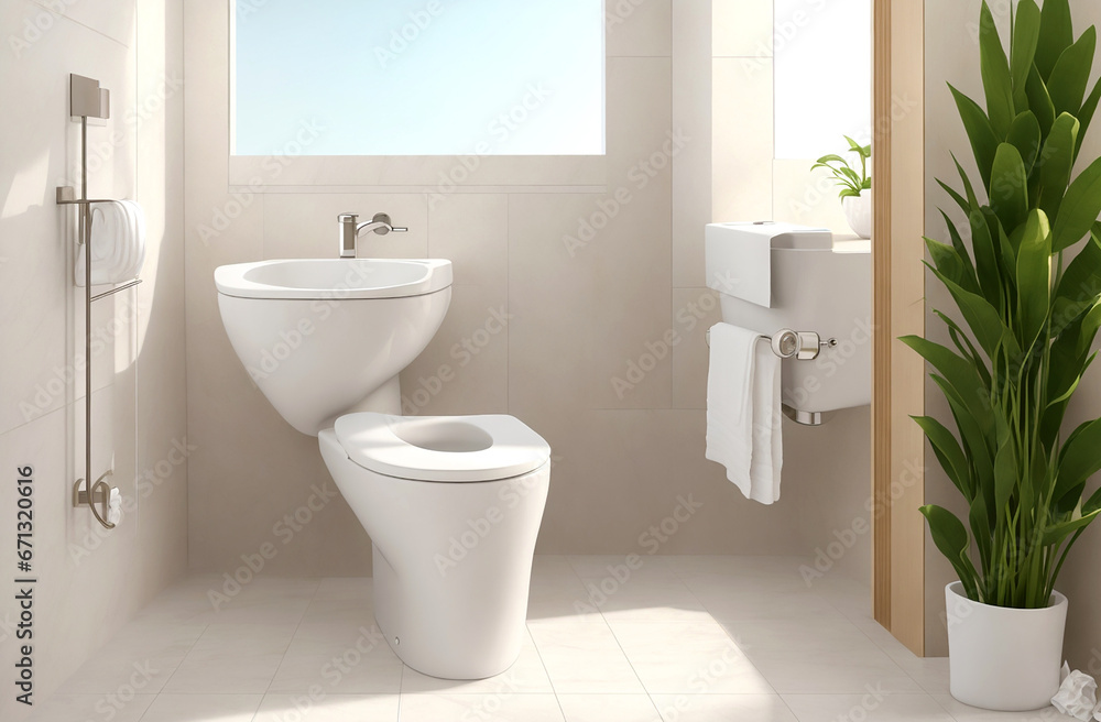 Modern luxury wall hung toilet on gray background Modern luxury wall hung toilet on gray background
