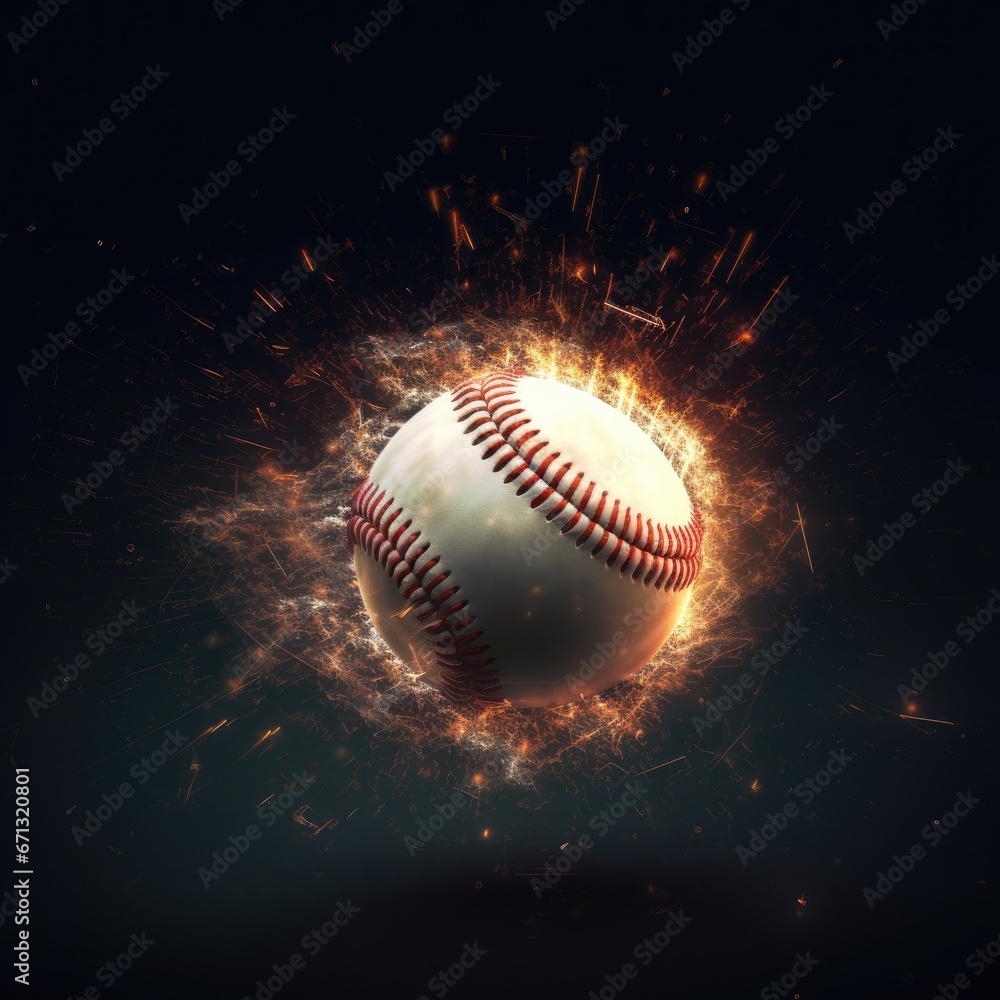 Baseball ball in fire on a dark background Baseball ball in fire on a dark background