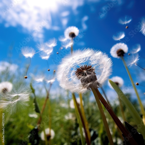  Delightful dandelion seeds against a breezy blue 