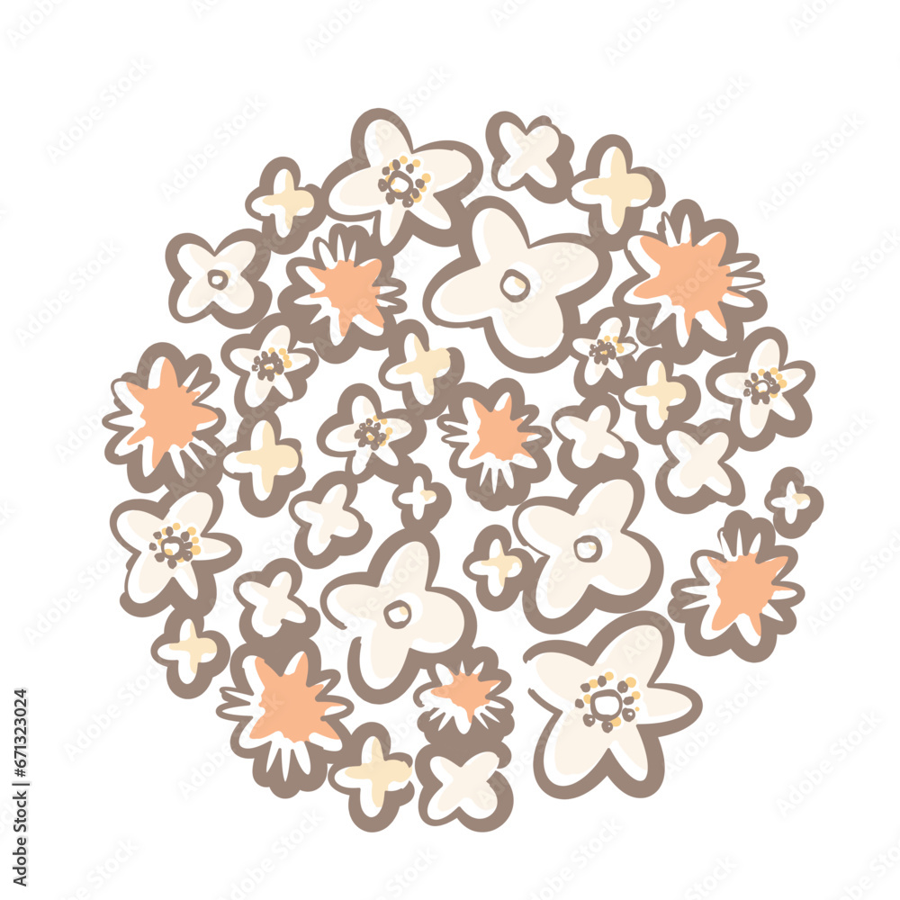 ふんわり線画の小花のブーケ ふんわり線画の小花のブーケ