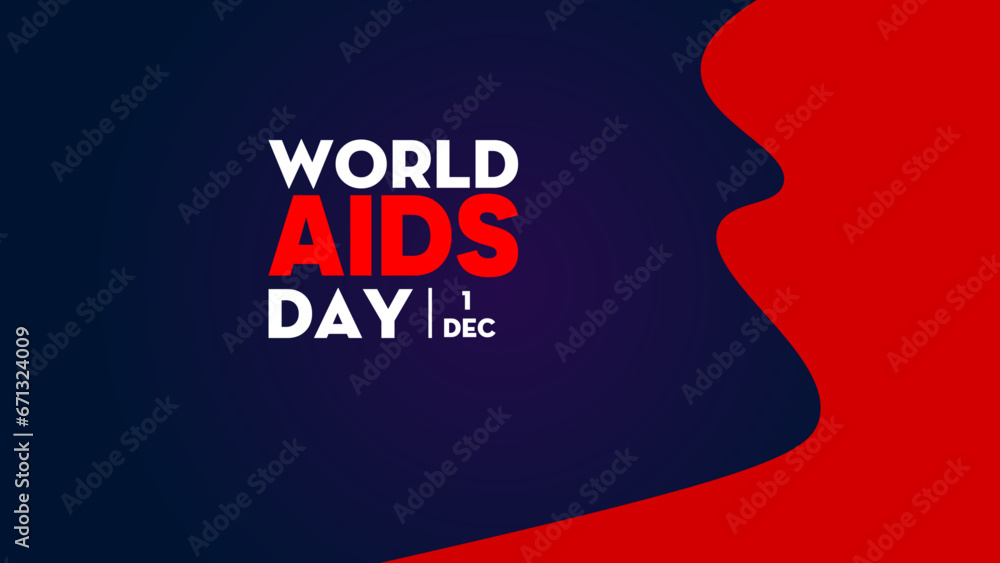 Isolated red ribbon with white text World AIDS Day background, HIV Awareness vector background, stop AIDS banner HIV - obrazy, fototapety, plakaty 