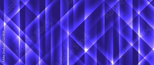 Blue glowing neon trails background. Abstract crystal facet shine wallpaper. Futuristic highlights and rays template for banner, invitation, presentation, poster, brochure, leaflet. Vector backdrop