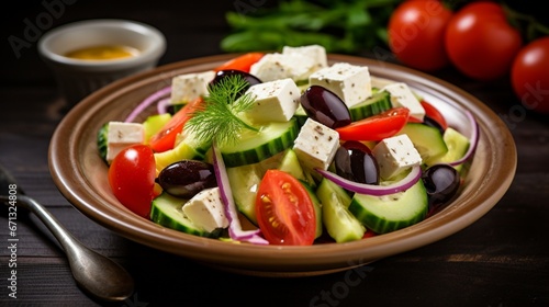 salad with feta cheese and olivesn generated by AI © AB malik