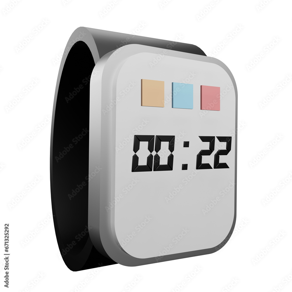 3 D illustration of smartwatch with big pixel