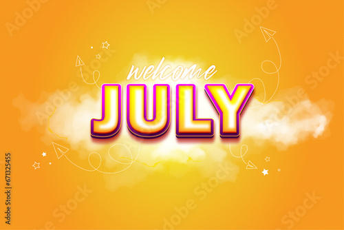 Calendar, july month banner. Vector illustrator card