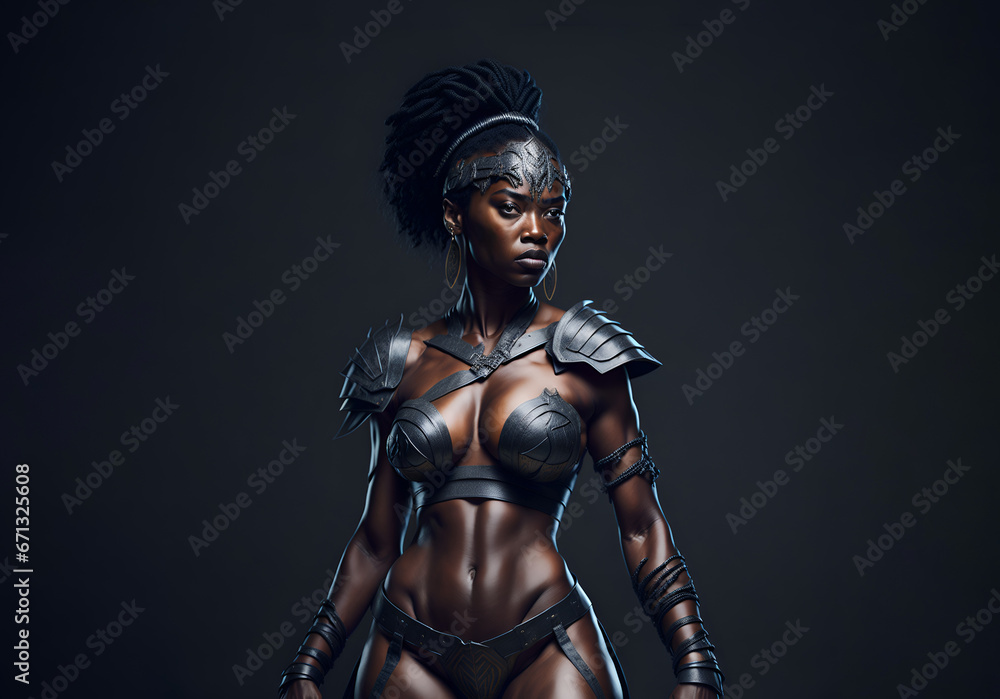 Powerful black female amazon warrior