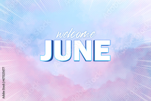 Calendar, june month banner. Vector illustrator card