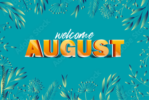 Calendar, august month banner. Vector illustrator card
