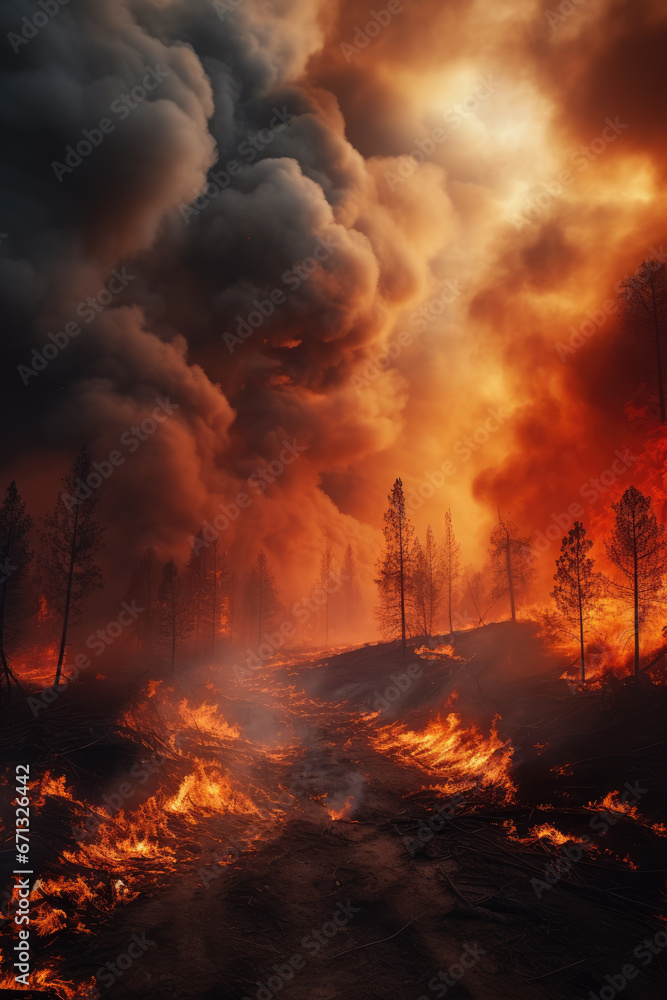 Cinematic scene of Forest fires, a threat to our environment