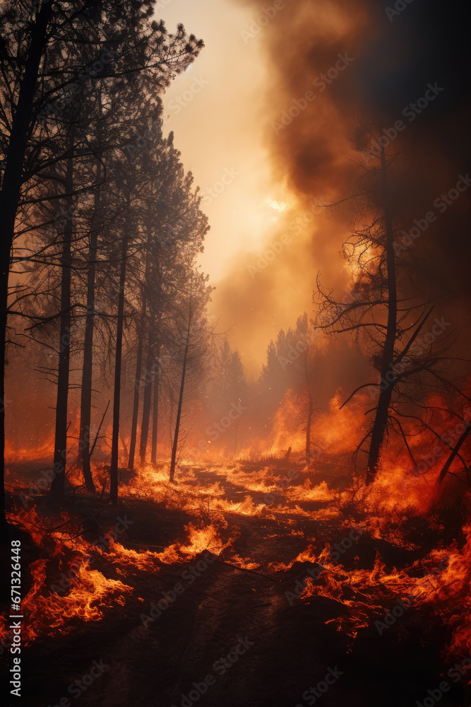Cinematic scene of Forest fires, a threat to our environment