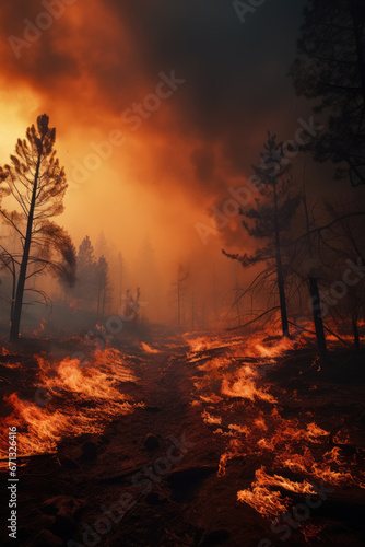 Cinematic scene of Forest fires  a threat to our environment