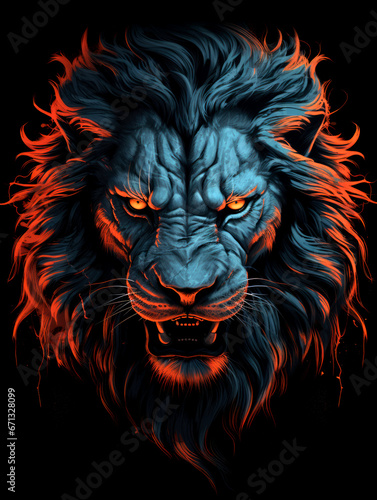 Design illustration a angry tiger face on the black background AI Generative © Tebha Workspace