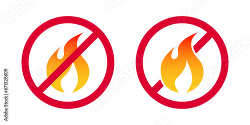 fire prohibited icon vector, no fire, watch out. symbol. stock vector