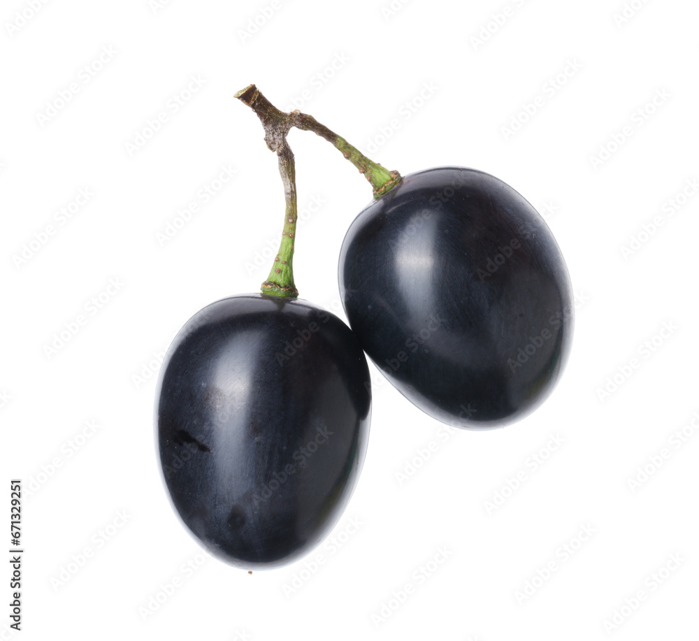 Two ripe dark blue grapes isolated on white Two ripe dark blue grapes isolated on white