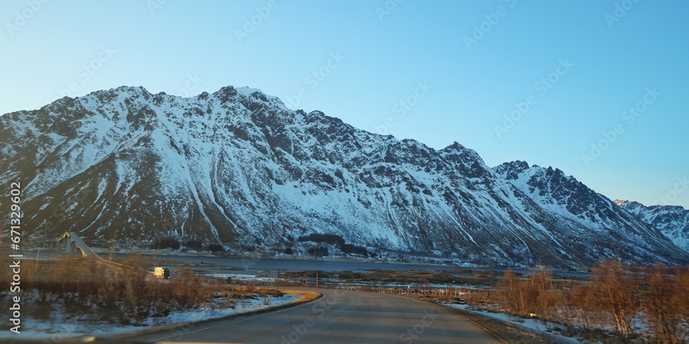 Snow mountain during winter season at Norway, Europe. 