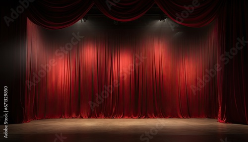Theatrical Elegance: Enchanting Moments with a Large Red Curtain and Spotlight Illumination