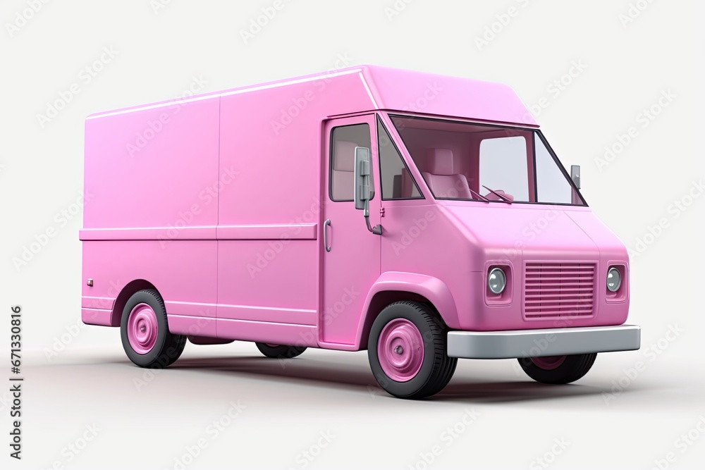 3D Rendering of a Pink Delivery Box Van for Trustworthy Services