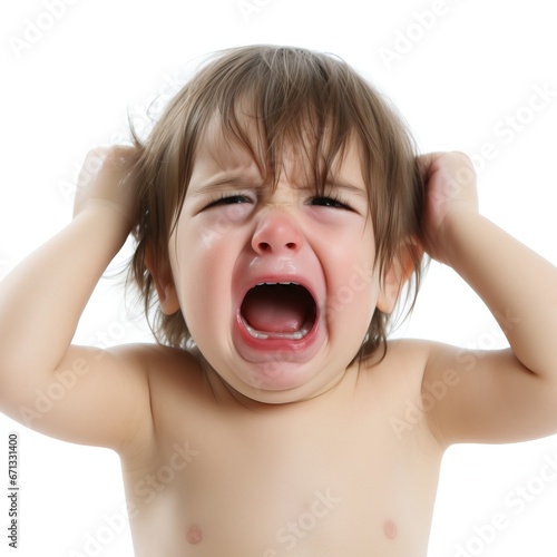 Cute little child crying, g...