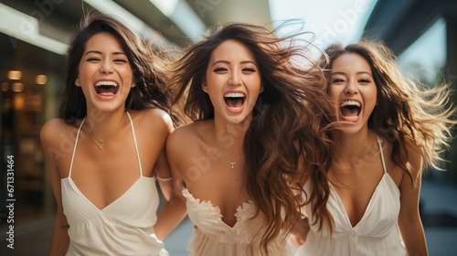 Group of female friends having fun, generative ai