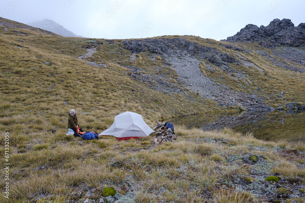 Fototapeta premium camp in the mountains