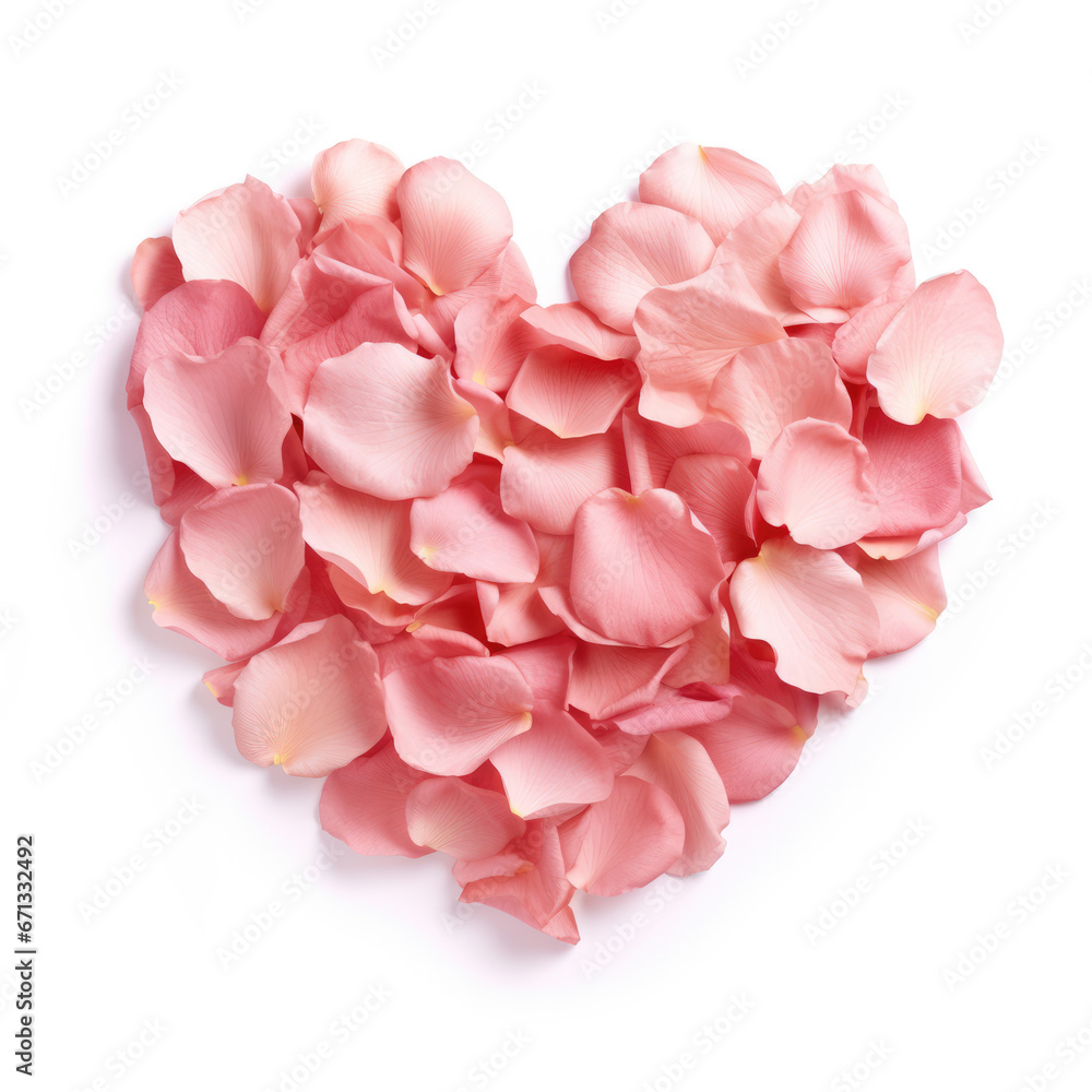 A Blush empty heart shaped rose petals isolated on a white background A Blush empty heart shaped rose petals isolated on a white background