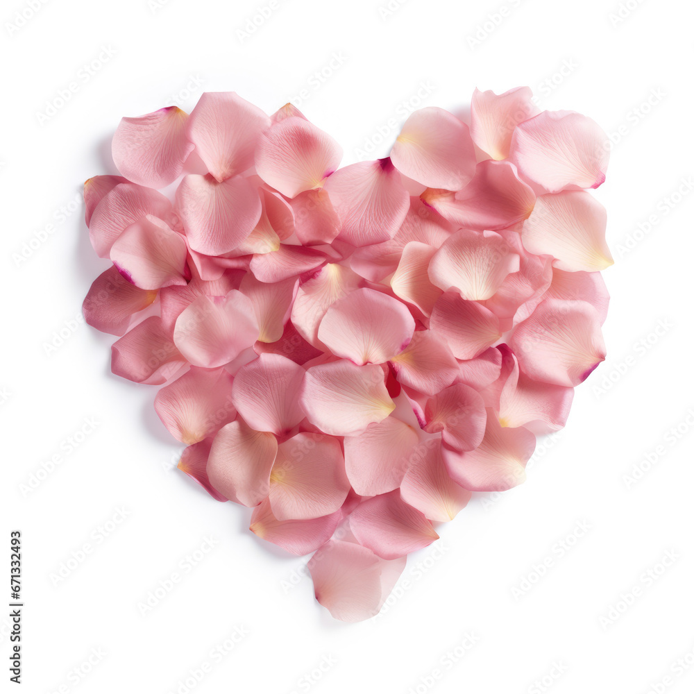 Obraz premium A Blush empty heart shaped rose petals isolated on a white background