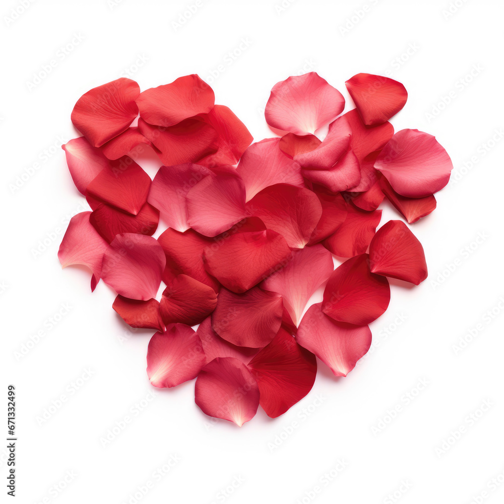 A Blush empty heart shaped rose petals isolated on a white background A Blush empty heart shaped rose petals isolated on a white background