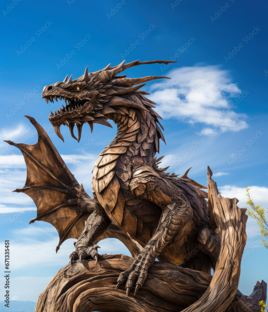wood dragon statue wood dragon statue