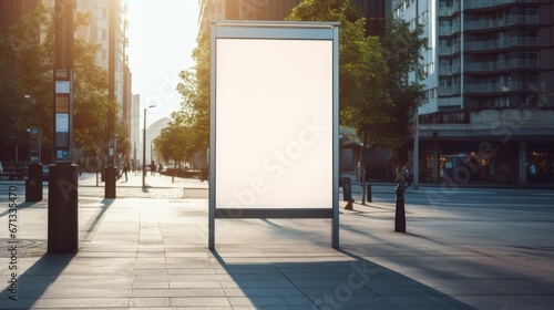 Billboard mockup outdoors, Outdoor advertising poster on the street for advertisement, Empty advertisement place for marketing banner or posters,Generative Ai photo