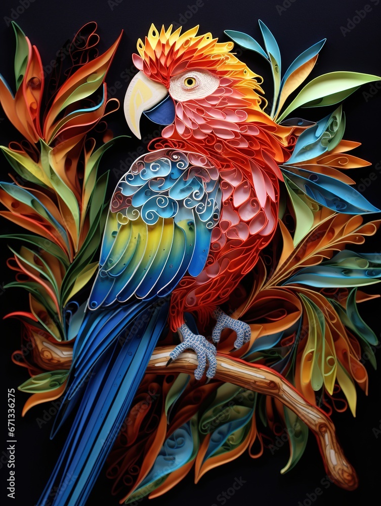 Obraz premium Beautiful papercut quilling paper filigree zoo animals