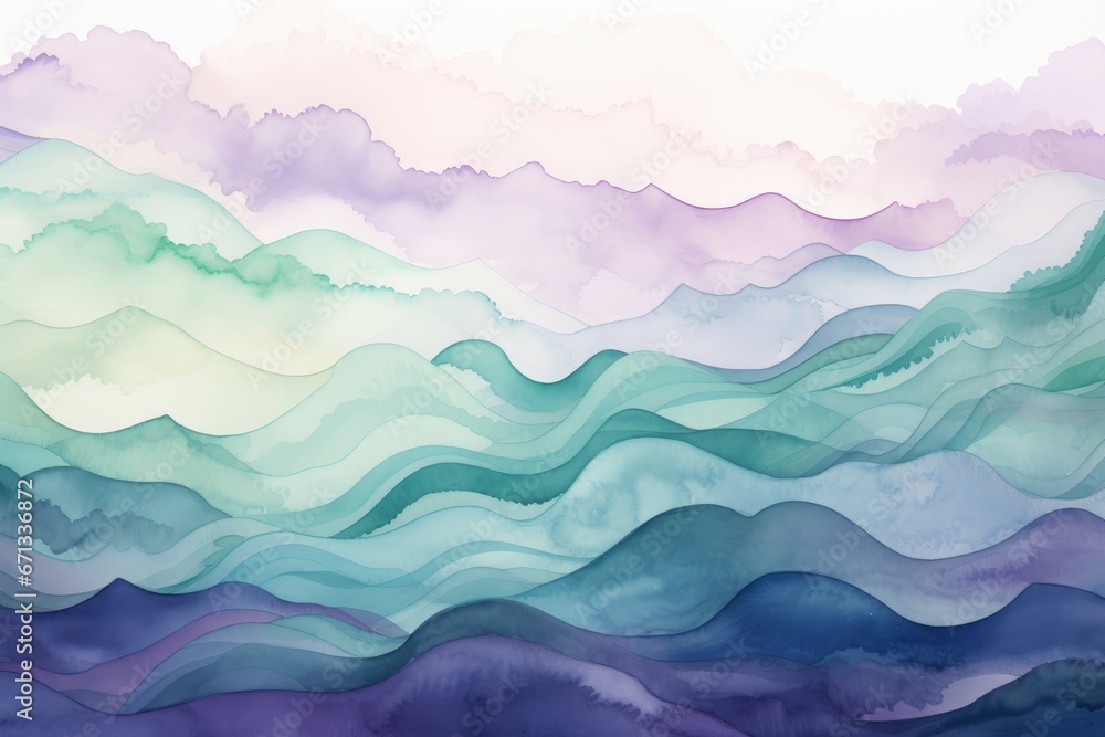 Abstract Waves of Blue and Purple. An abstract painting of blue and purple waves
