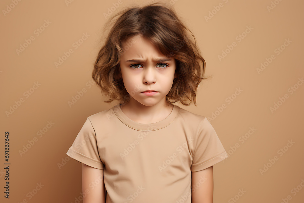 portrait of a sad girl isolated on a neutral background portrait of a sad girl isolated on a neutral background