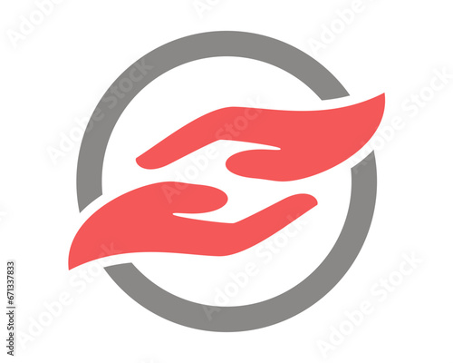 two hands holding in circle icon