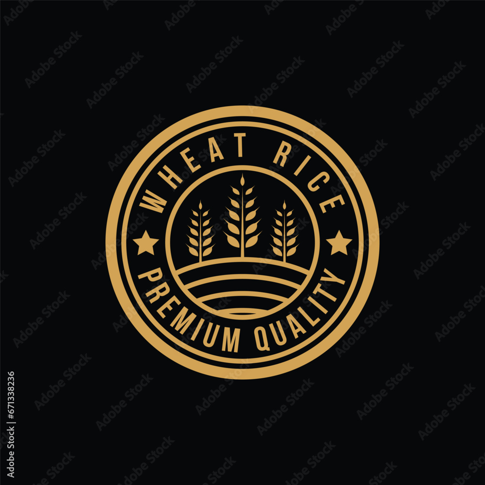 Fototapeta premium circle wheat rice logo design ideas