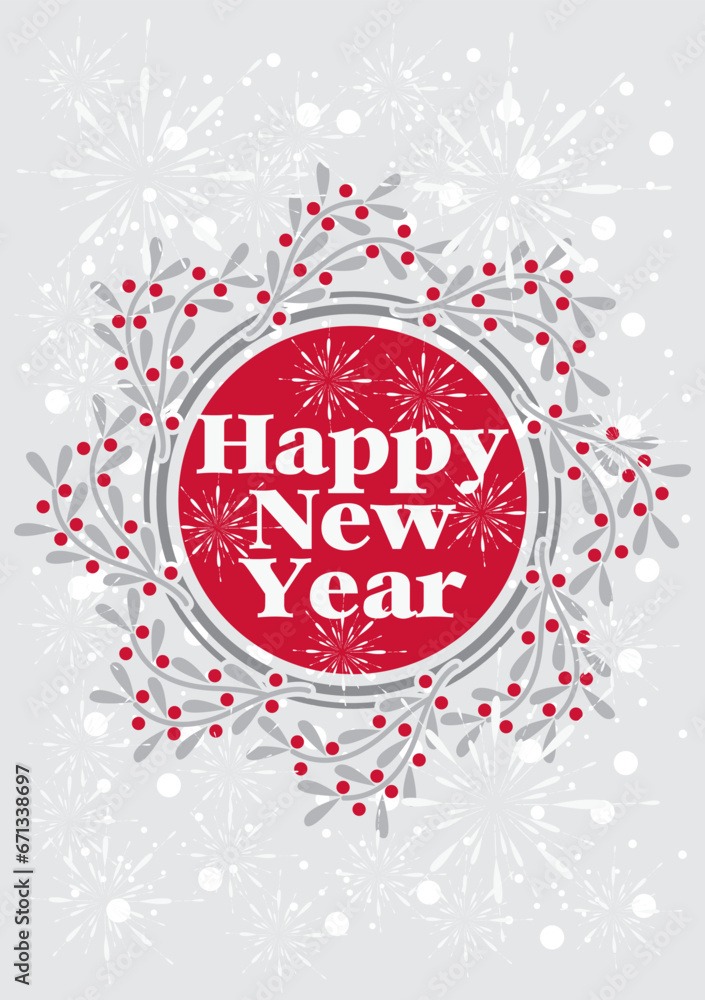 Vector illustration of Happy New year  cards with New Year tree, reindeers, snowflakes, floral frames and backgrounds design. Modern universal artistic templates. social media,party,hotel,count down.
