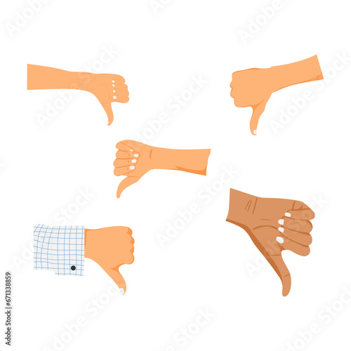collection of hand gestures showing dislike
