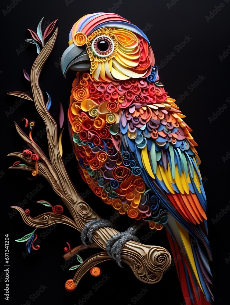 Obraz premium Beautiful papercut quilling paper filigree zoo animals