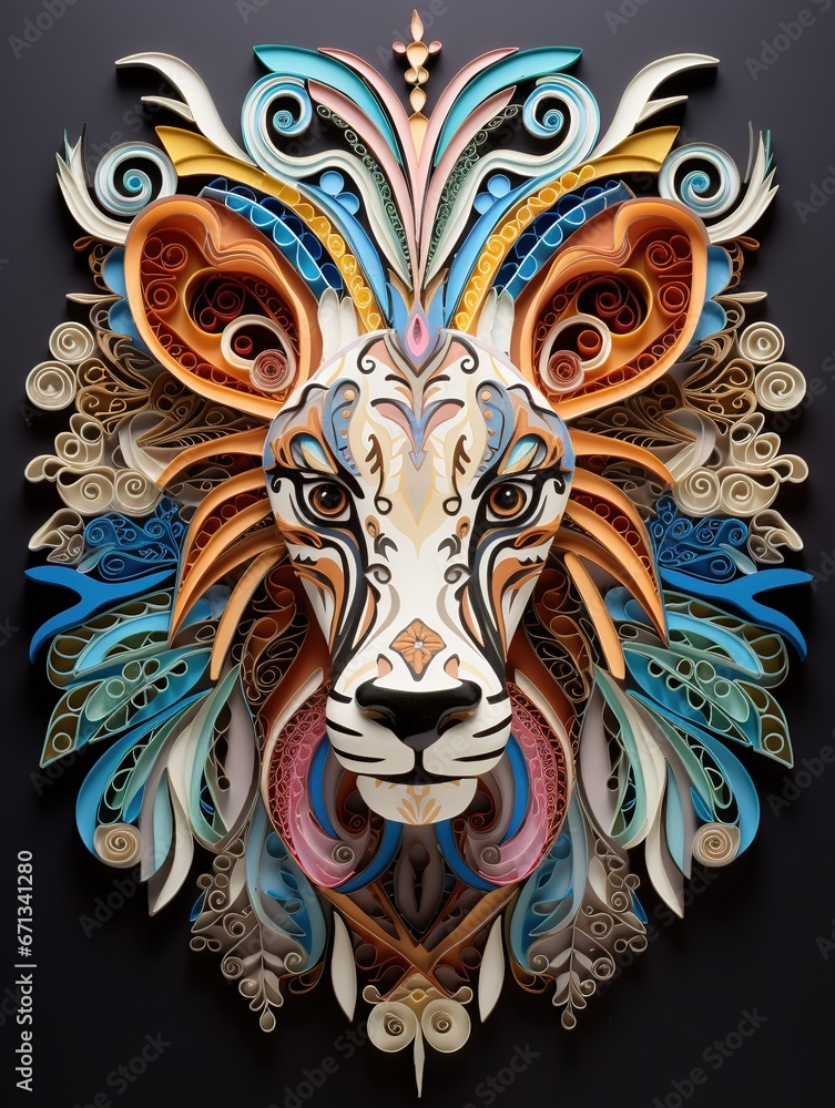 Obraz premium Beautiful papercut quilling paper filigree zoo animals