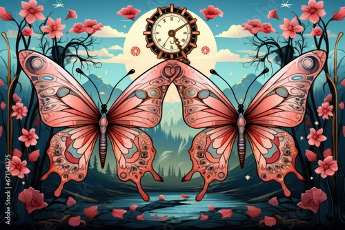 Whimsical Clockwork Butterflies - Generative AI © Sidewaypics