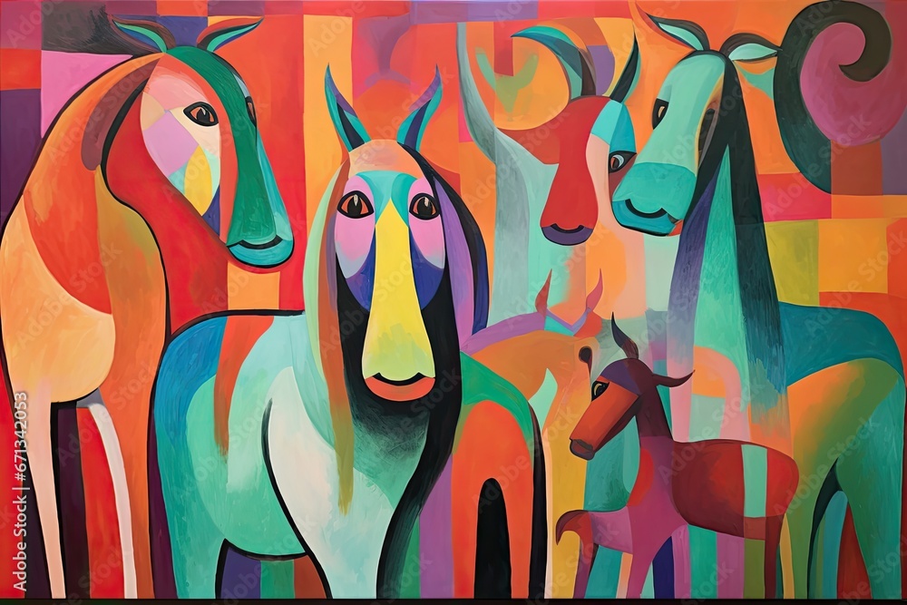 Horses colorful painting