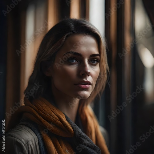 a beautiful white caucasian woman with a serious look on her face © freelanceartist
