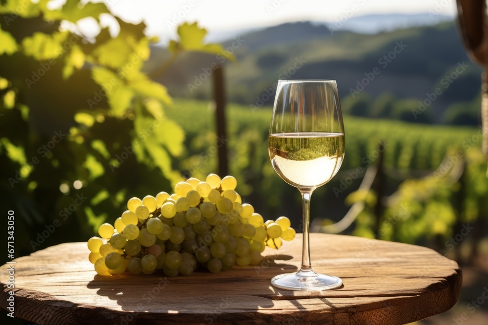 Savoring a refreshing glass of Riesling amidst the tranquility of a scenic vineyard