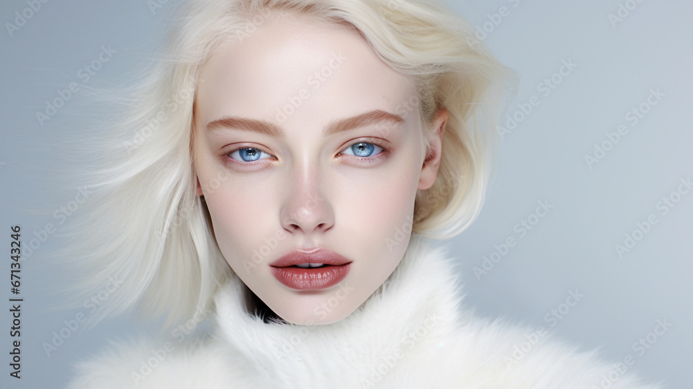 Beautiful blonde woman on a gray colored background Beautiful blonde woman on a gray colored background