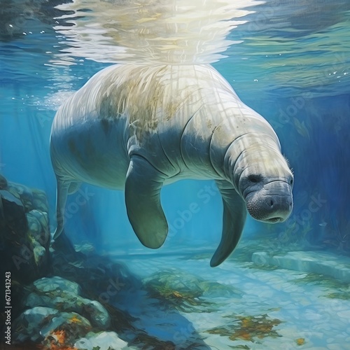 Graceful Manatees: Gentle Giants of the Sea © luckynicky25