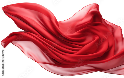 red silk fabric on white background created with Generative AI tecnology.