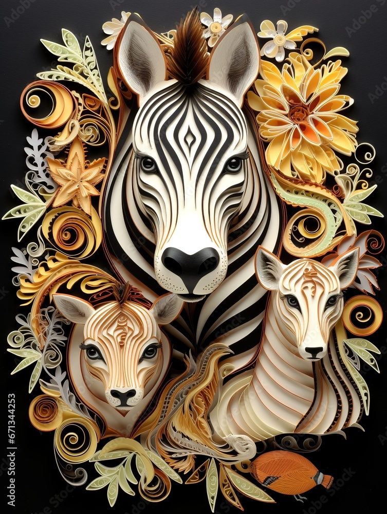 Beautiful papercut quilling paper filigree zoo animals Beautiful papercut quilling paper filigree zoo animals
