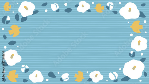 椿柄の背景素材（フルHD 16:9）