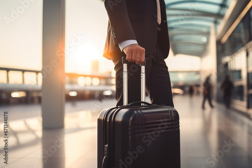Businessman waiting to board flight at airport