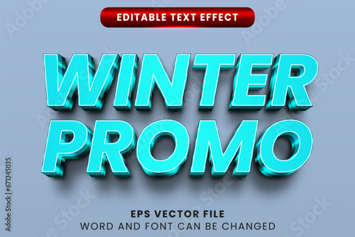 Winter promotion 3d blue editable vector text effect